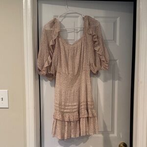Rebecca Taylor Textured Dress in Cream and Brown